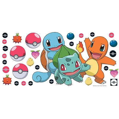 RoomMates Pokémon Squirtle, Charmander & Bulbasaur Peel & Stick Giant Wall Decals