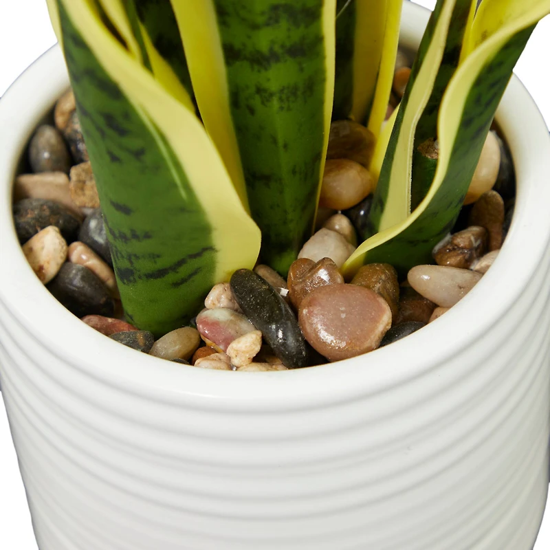 The Novogratz 17" Green Snake Faux Foliage Artificial Plant with White Porcelain Pot