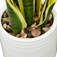 The Novogratz 17" Green Snake Faux Foliage Artificial Plant with White Porcelain Pot