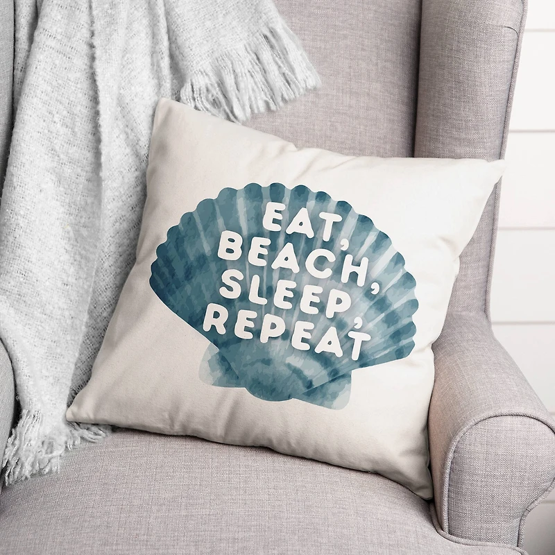 Eat Beach Sleep Repeat Throw Pillow