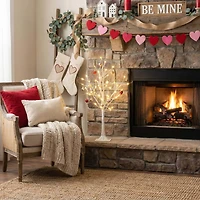 3ft. Pre-Lit Artificial Valentine's Day Twig Tree with 40 Warm White LED Lights and Heart Ornaments