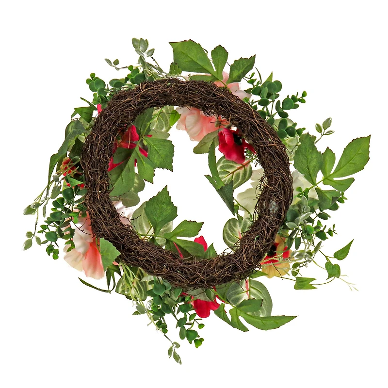 22" Mixed Garden Flowers Spring Wreath
