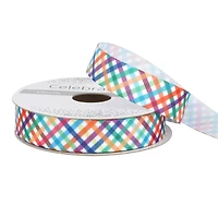 5/8'' x 7 yd. Rainbow Plaid Ribbon by Celebrate It®
