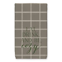 Be Cozy Taupe and White Check Tea Towel - Set of 2