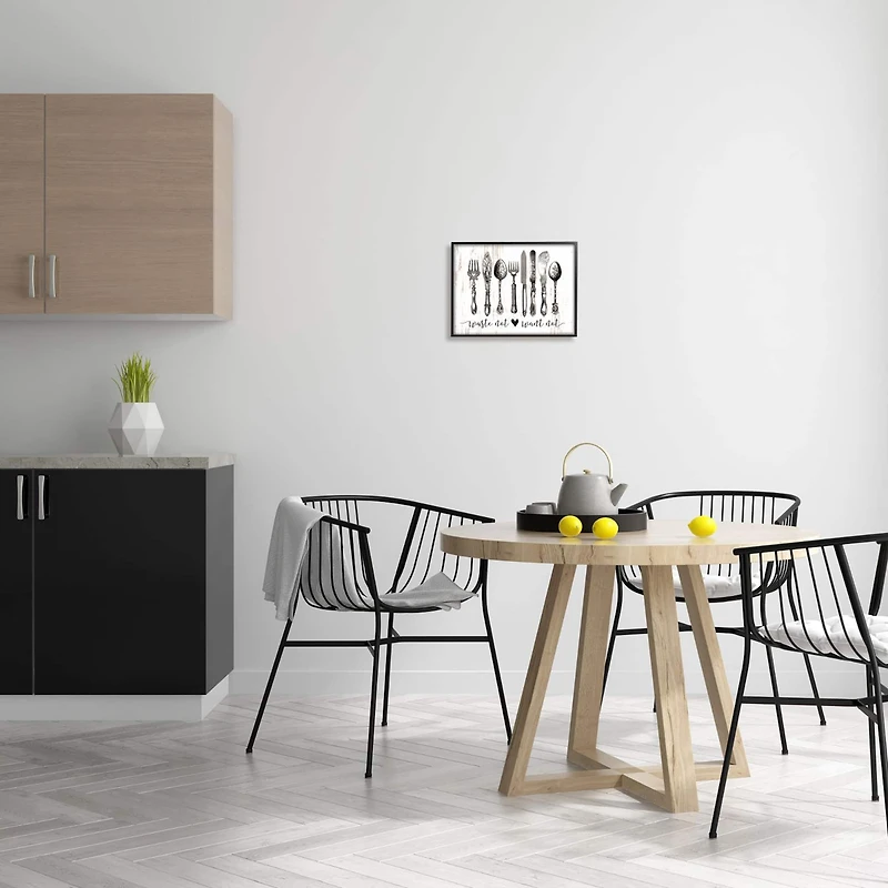 Stupell Industries Waste Not Want Not Silverware Drawing Framed Wall Art