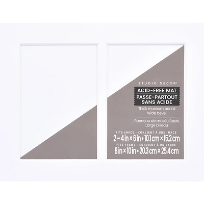 2 Opening 8" x 10" Museum White Mat by Studio Décor®, 4" x 6" Opening Size