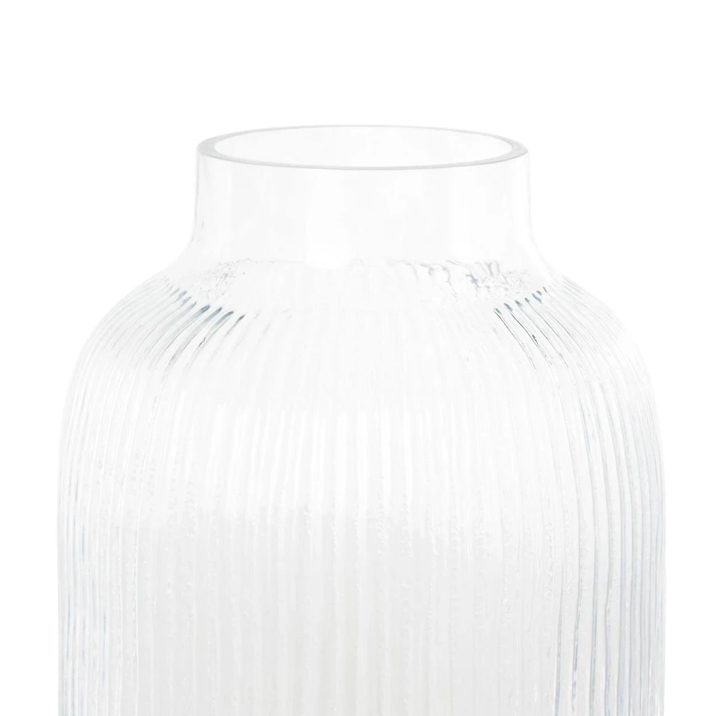 14" Clear Glass Ribbed Decorative Vase