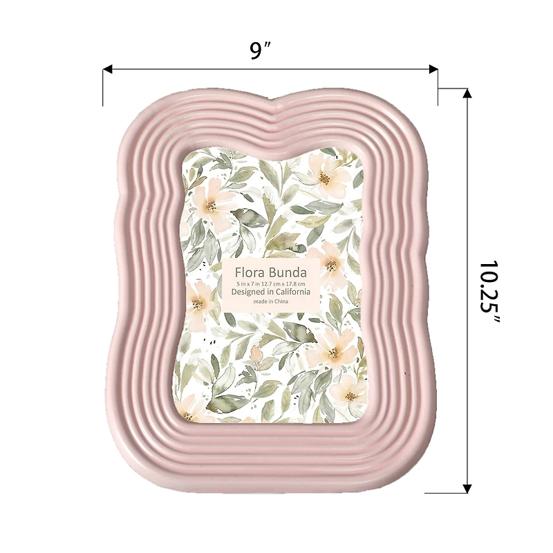 Flora Bunda® 5" x 7" Matte Pink Curves Ceramic Frame