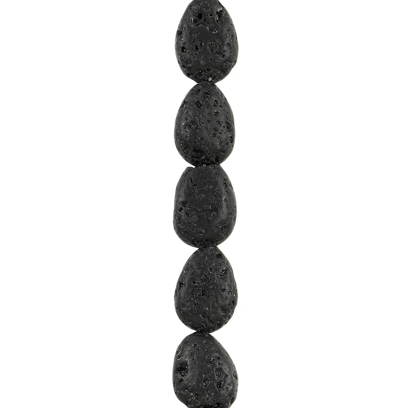 Black Lava Teardrop Beads, 13mm by Bead Landing™