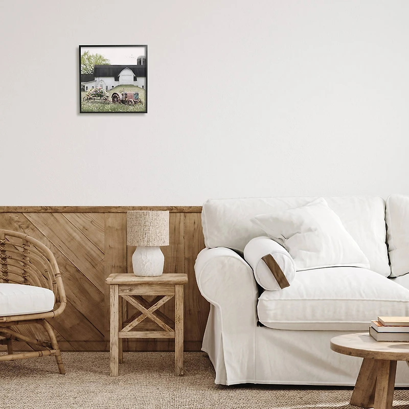 Stupell Industries Floral Tractor and Flower Field Barn Framed Giclee Art