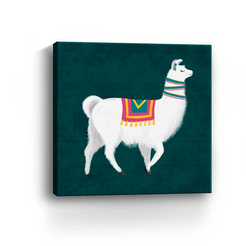 Lovely Llama Jewel Tones I Teal Canvas Giclee