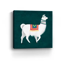 Lovely Llama Jewel Tones I Teal Canvas Giclee