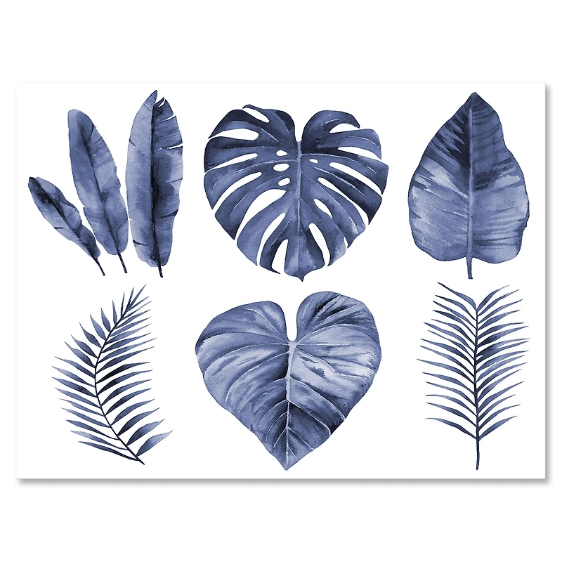Designart - Tropical Blue Watercolour Leaves I