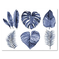 Designart - Tropical Blue Watercolour Leaves I