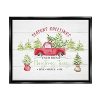 Stupell Industries Farm Fresh Christmas Trees Seasonal Framed Floater Canvas Wall Art