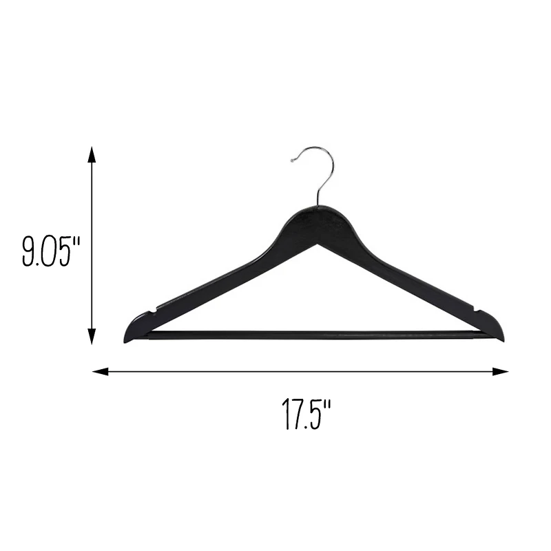 Honey Can Do Black Non-Slip Swivel Hook Wood Hangers, 24ct.