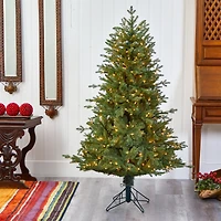 5ft. Pre-Lit New Hampshire Spruce Artificial Christmas Tree, Warm White LED Lights