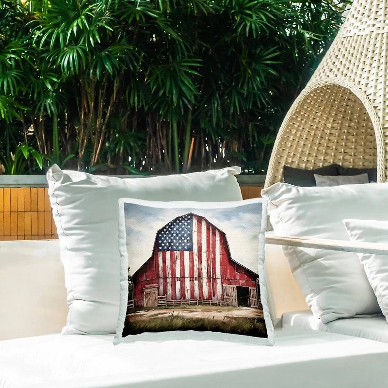 Stupell Industries Americana Barn View Outdoor Printed Pillow