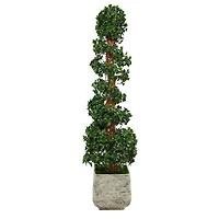 6ft. English Ivy Topiary Spiral Artificial Tree in White Planter UV Resistant (Indoor/Outdoor)