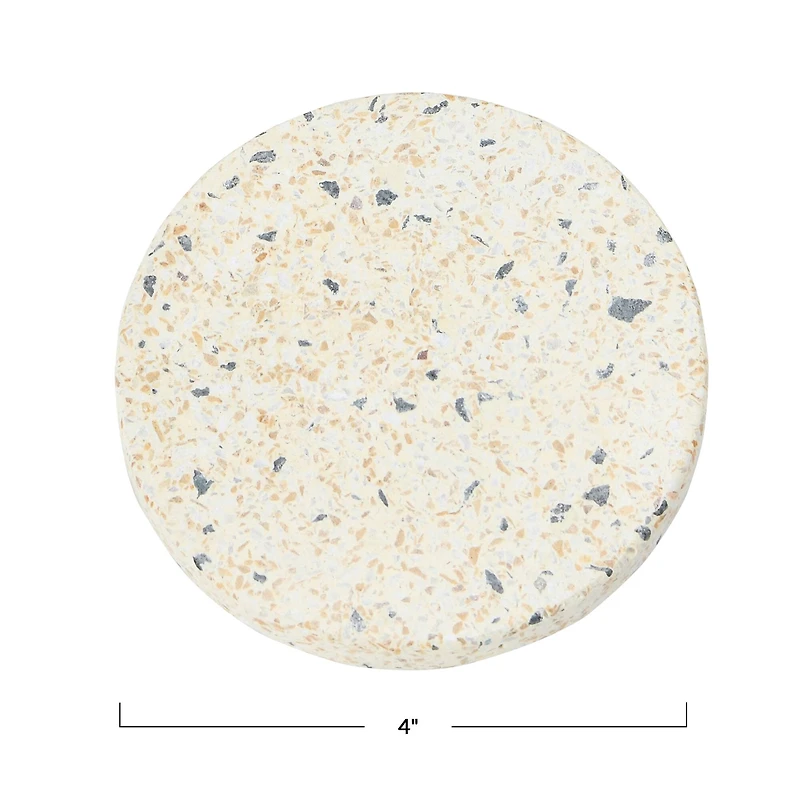 Hello Honey® Eggshell Round Terrazzo Coaster Set