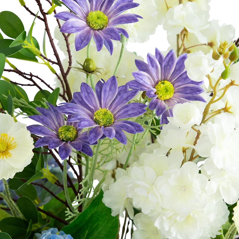 2.5ft. Artificial Mixed Flower & Hydrangea Arrangement in Hyacinth Weave Basket