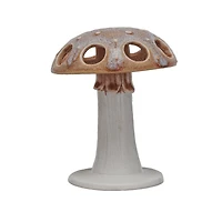 Hello Honey® 5" Brown & White Mushroom Motif Stoneware Toothbrush Holder