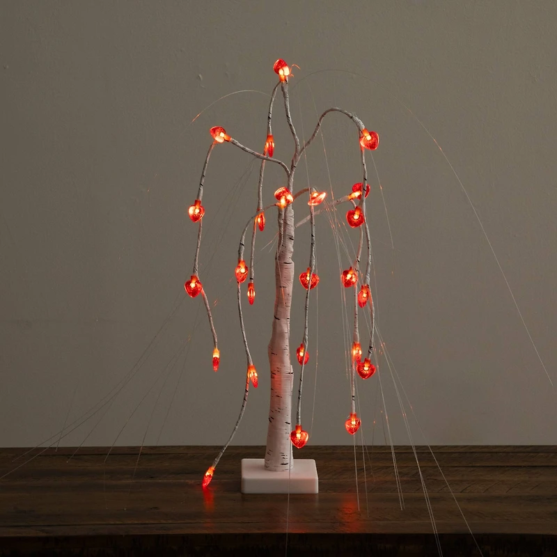 2ft. Pre-Lit Artificial Valentine's Day Willow Tree with 24 Heart Shaped LED Lights