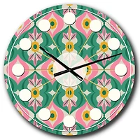 Designart 'Retro Pattern With Flowers And Leaves Mid-Century Modern Wall Clock