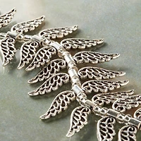 12 Pack:  Silver Metal Large Wing Beads, 42mm by Bead Landing™