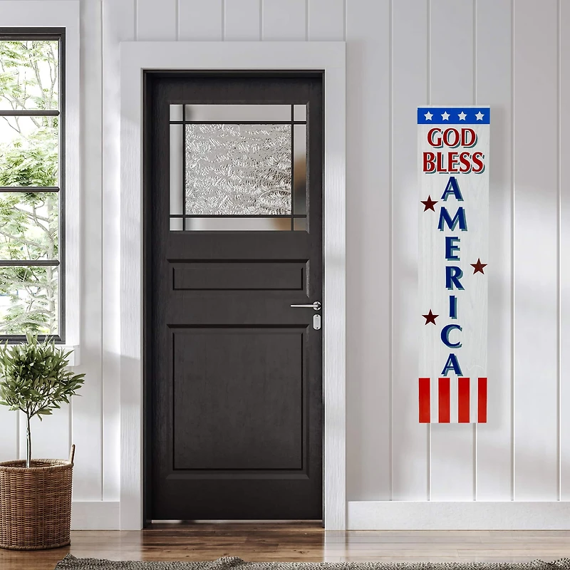 36" Stars & Stripes God Bless America Patriotic Wood Wall Sign