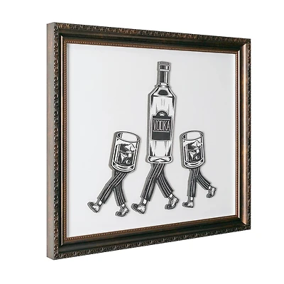 American Art Decor Leggy Beverage Printed Glass Framed Wall Decor