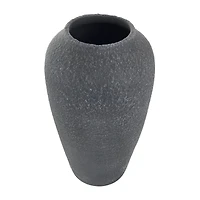 15" Black Ceramic Whitewashed Textured Vase