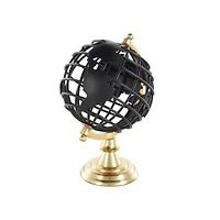 Black Aluminum Metal Open Framed World Educational & Geographic Earth Globe with Wire Exterior & Gold Base