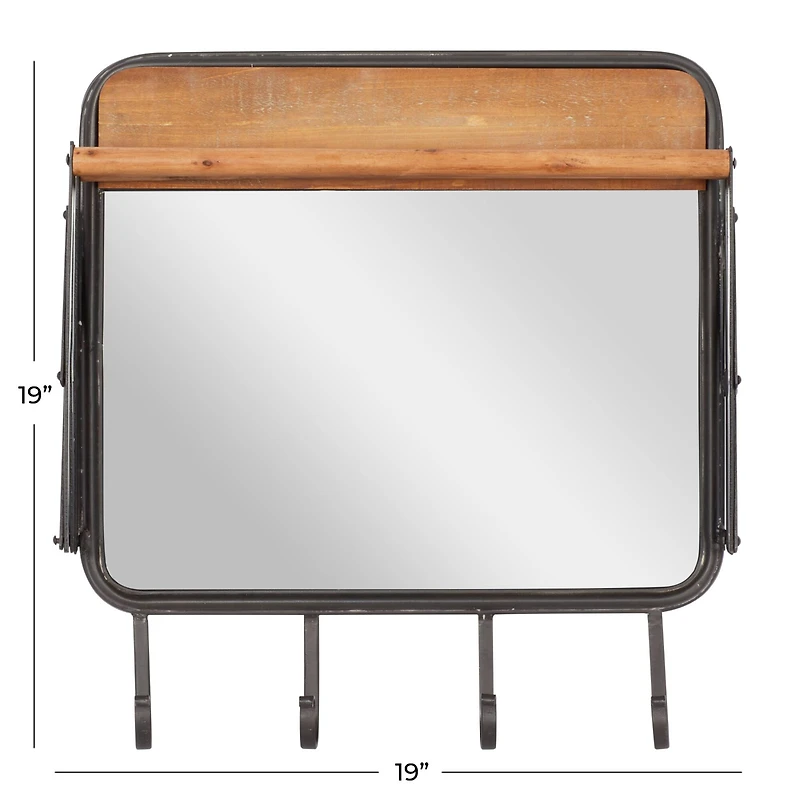 Brown Metal Industrial Wall Hook, 19" x 19" x 14"