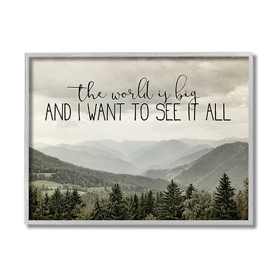 Stupell Industries See It All Phrase Forest Tree Mountain Range in Gray Frame Wall Art