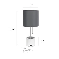 Simple Designs 18.5" Hammered Metal Container Base Table Lamp with USB Charging Port