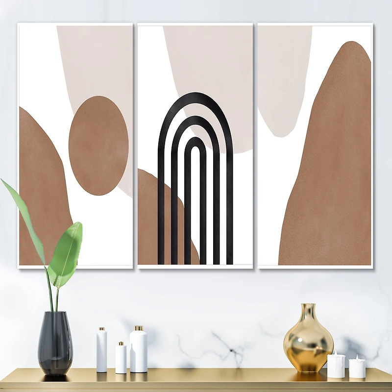 Designart - Abstract Shapes in Terracotta and Ivory Shapes II