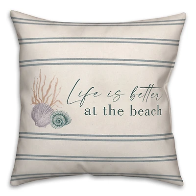 Life Is Better At The Beach Scallop & Snail Shell Throw Pillow