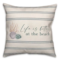 Life Is Better At The Beach Scallop & Snail Shell Throw Pillow