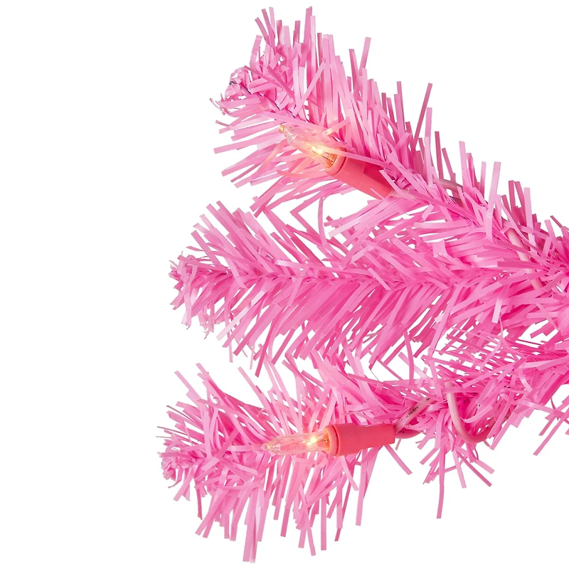 7ft. Pre-Lit Medium Pink Pine Artificial Christmas Tree, Clear Lights