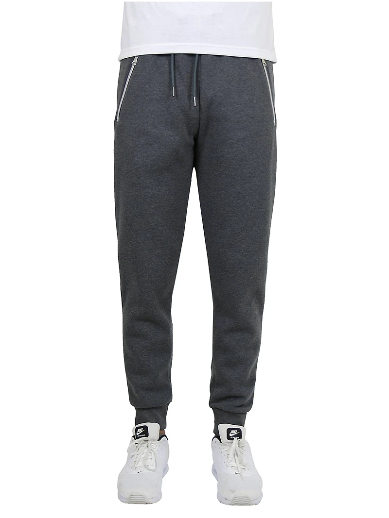 Galaxy by Harvic Men's Fleece-Lined Jogger Sweatpants With Zipper Pockets