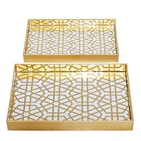 CosmoLiving by Cosmopolitan Matte Gold Plastic Glam Tray Set