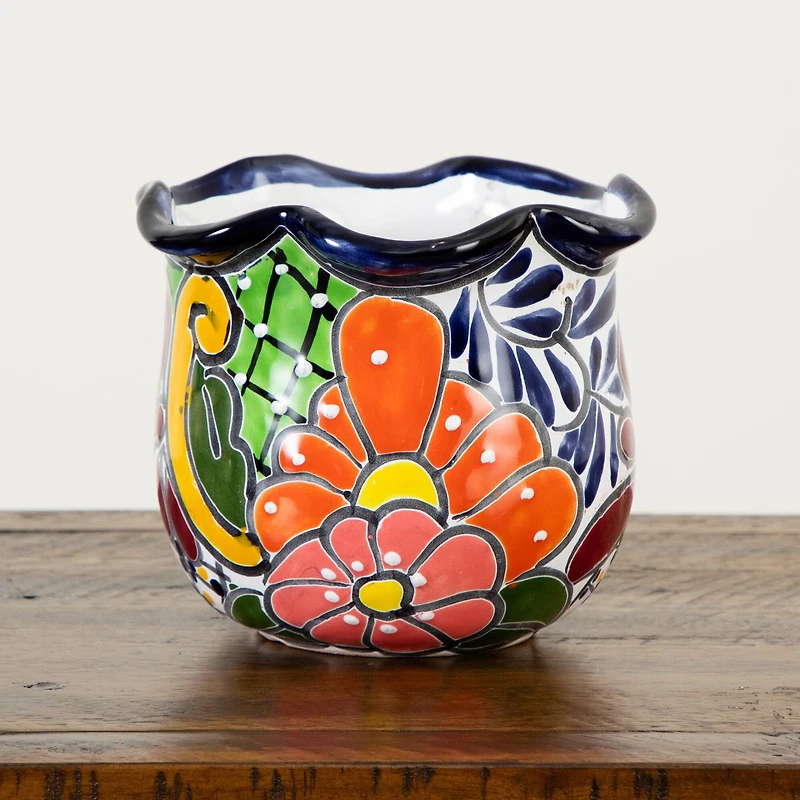 7" Handmade Mexican Talavera Ceramic Planter