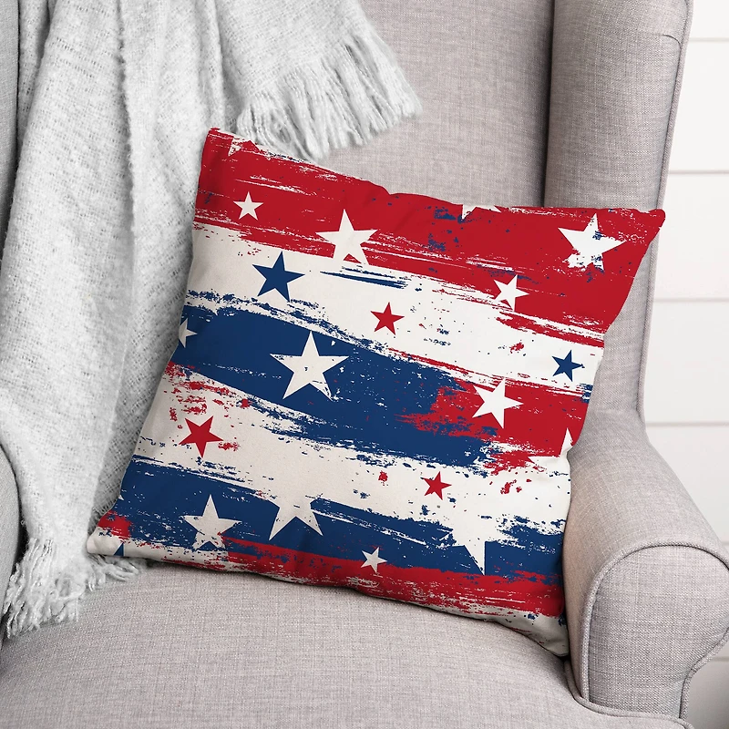 18" Distressed Stars & Stripes Indoor Outdoor Pillow