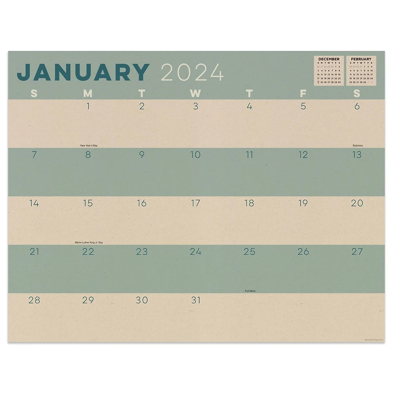 TF Publishing 2024 Kraft Medium Desk Pad Monthly Blotter Calendar