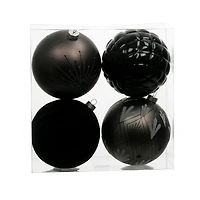 4 Pack 120mm Black Shatterproof Ball Ornaments by Ashland®