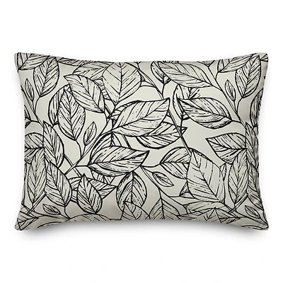 Sketched Leaf Pattern Throw Pillow 14" x 20"
