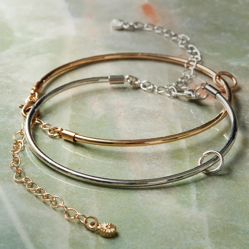 12 Packs: 2 ct. (24 total) Gold & Rhodium Bangles by Bead Landing™