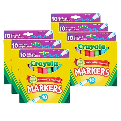 Crayola® Bold & Bright Colors Broad Line Markers, 6 Packs of 10