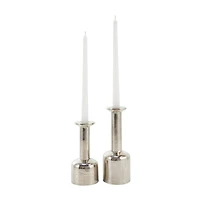 Silver Aluminum Taper Candle Holder with Rounded Bases Set